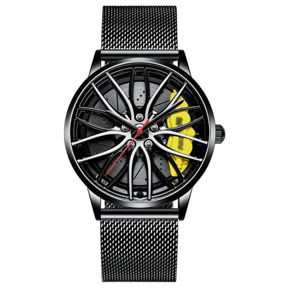 Car Wheel Watch for Men – Bold Waterproof 3D Rim Hub Design for Auto Enthusiasts