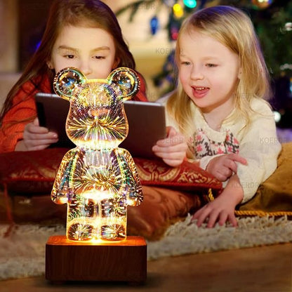 Fireworks Bear Lamp - 3D LED Desk Lamp for Kids Room, Home, Office, Nursery