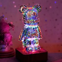 Fireworks Bear Lamp - 3D LED Desk Lamp for Kids Room, Home, Office, Nursery