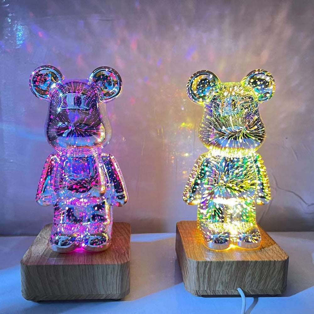 Fireworks Bear Lamp - 3D LED Desk Lamp for Kids Room, Home, Office, Nursery