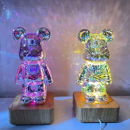 Fireworks Bear Lamp - 3D LED Desk Lamp for Kids Room, Home, Office, Nursery