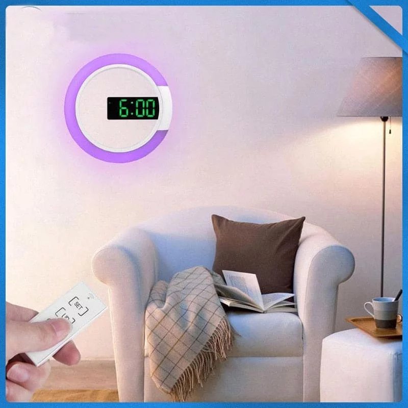 LED Mirror Digital Mirror Wall Clock - 3D Clock with USB Power Remote Control Digital Wall Clock