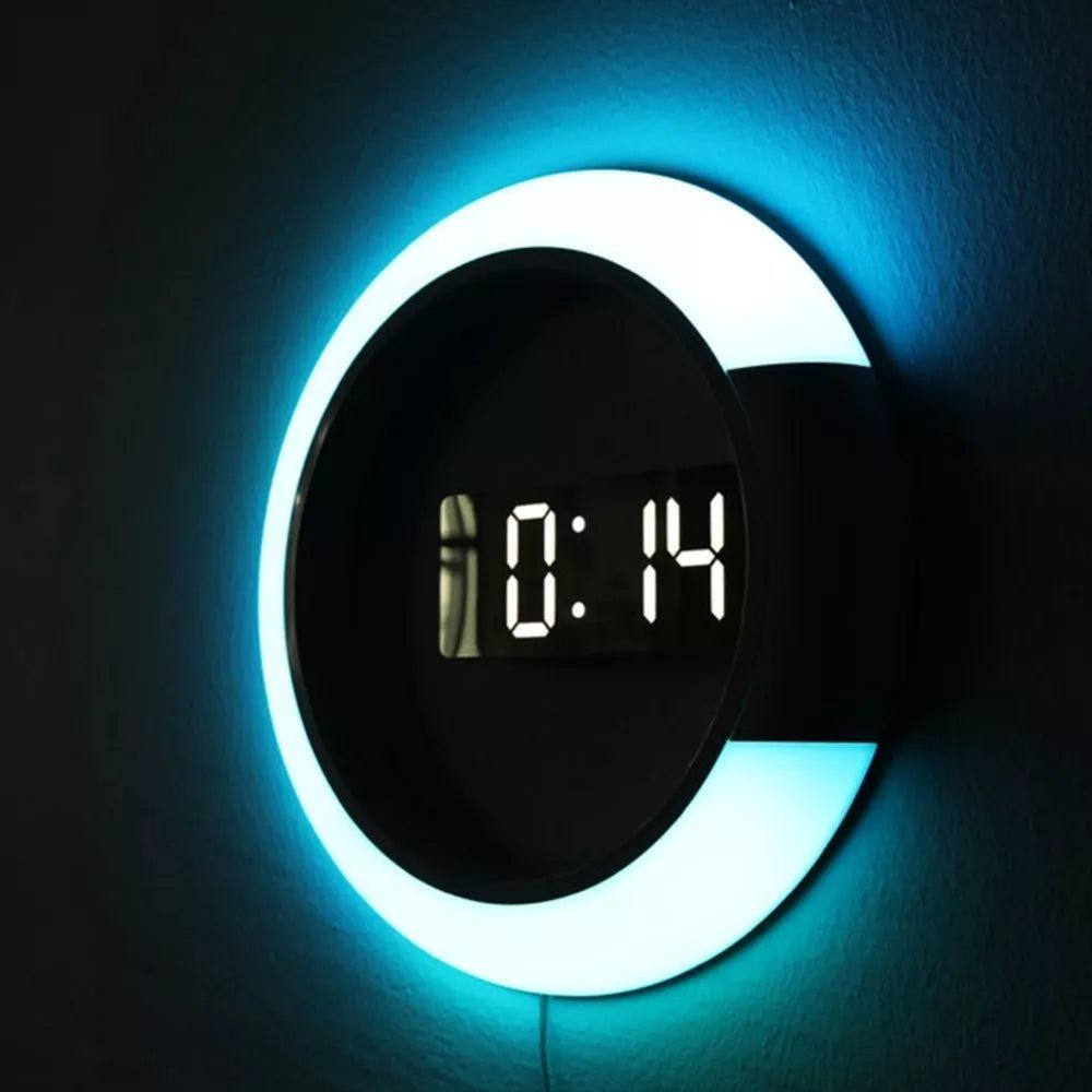 LED Mirror Digital Mirror Wall Clock - 3D Clock with USB Power Remote Control Digital Wall Clock