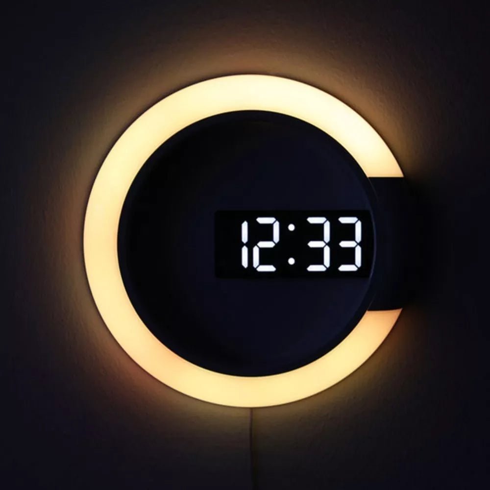 LED Mirror Digital Mirror Wall Clock - 3D Clock with USB Power Remote Control Digital Wall Clock