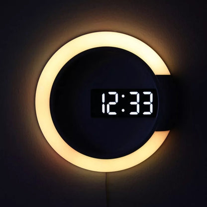 LED Mirror Digital Mirror Wall Clock - 3D Clock with USB Power Remote Control Digital Wall Clock