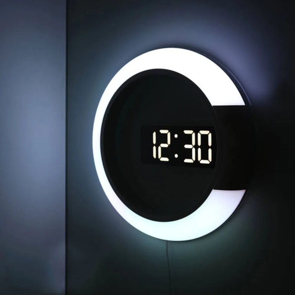 LED Mirror Digital Mirror Wall Clock - 3D Clock with USB Power Remote Control Digital Wall Clock