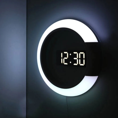 LED Mirror Digital Mirror Wall Clock - 3D Clock with USB Power Remote Control Digital Wall Clock