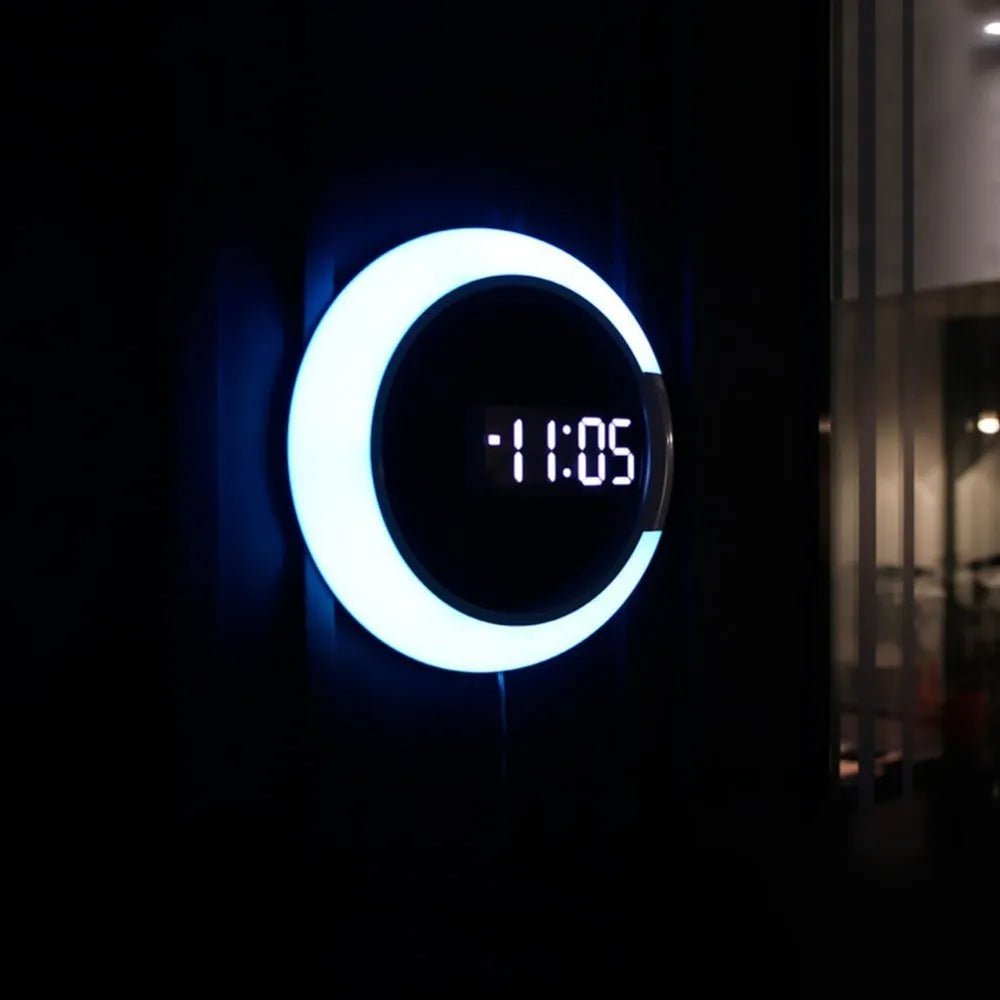 LED Mirror Digital Mirror Wall Clock - 3D Clock with USB Power Remote Control Digital Wall Clock