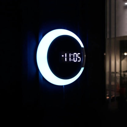 LED Mirror Digital Mirror Wall Clock - 3D Clock with USB Power Remote Control Digital Wall Clock