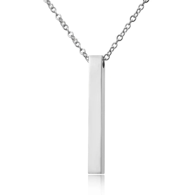 Love Bar Necklace - 3D Personalized Stainless Steel Four Sides Engraving Bar Custom Name Necklace Perfect for Valentine's Day