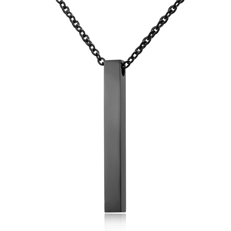 Love Bar Necklace - 3D Personalized Stainless Steel Four Sides Engraving Bar Custom Name Necklace Perfect for Valentine's Day