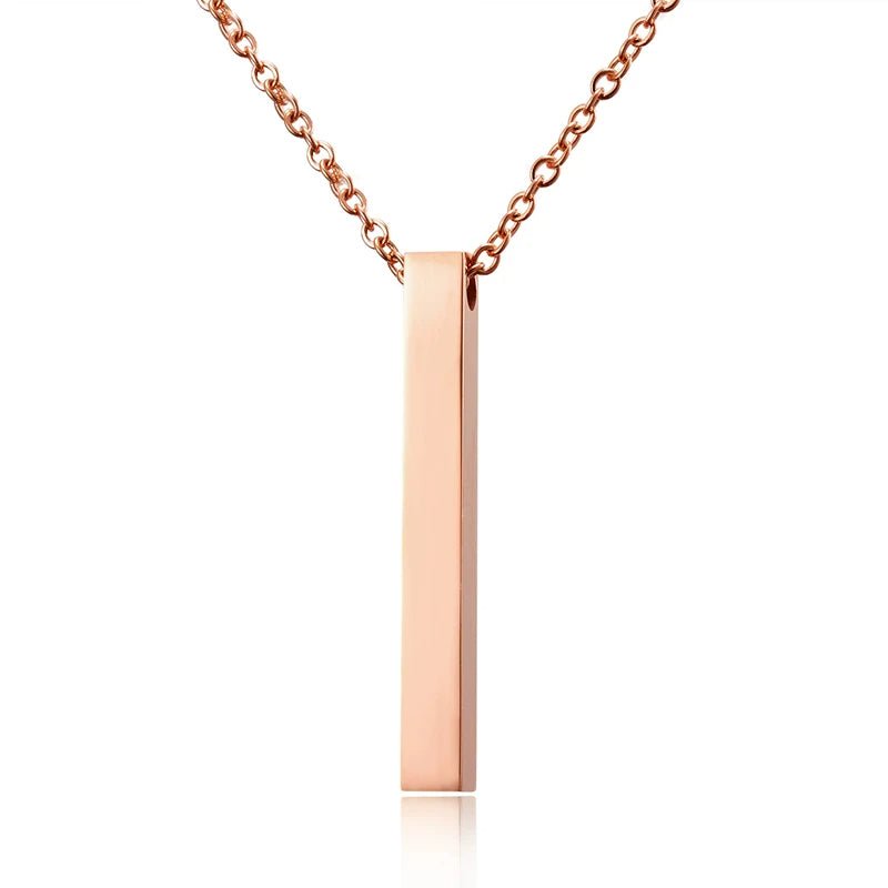 Love Bar Necklace - 3D Personalized Stainless Steel Four Sides Engraving Bar Custom Name Necklace Perfect for Valentine's Day