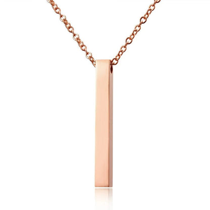 Love Bar Necklace - 3D Personalized Stainless Steel Four Sides Engraving Bar Custom Name Necklace Perfect for Valentine's Day