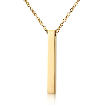 Love Bar Necklace - 3D Personalized Stainless Steel Four Sides Engraving Bar Custom Name Necklace Perfect for Valentine's Day