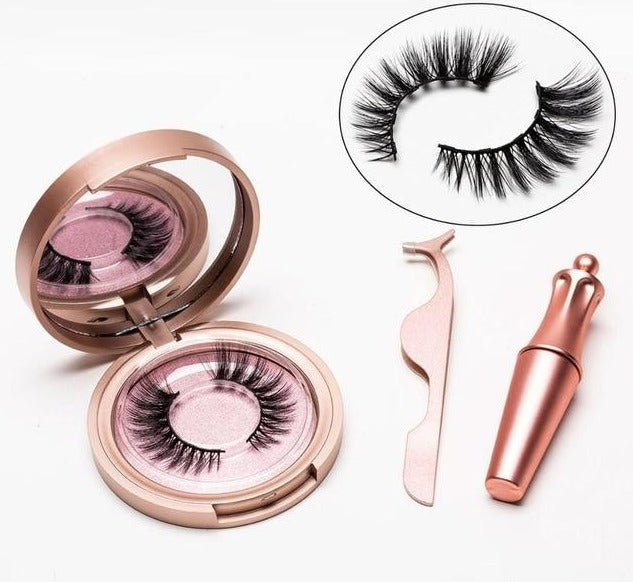 Magnetic Eyelashes - 3D Reusable and Lightweight Lashes with Mirror With Eyeliner (No Glue Needed)