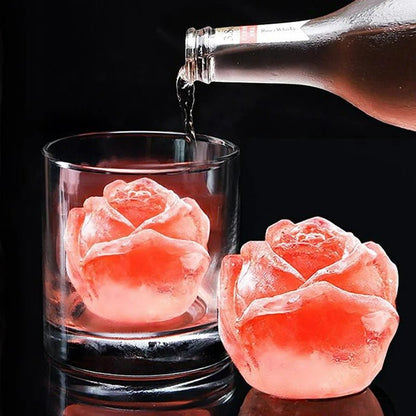 Rose Ice Mold - 1.3 Inch 3D Small Ice Cube Trays, 9-Grid Cute Flower Shape, Silicone Rubber Fun Ice Ball Maker for Kitchen