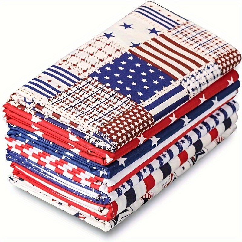 Patriotic Cotton Quilting Fabric Bundle 7pcs – Pre-Cut 19.6” Stars & Stripes Squares for Sewing, Patchwork Crafts & DIY 4th of July Decorations