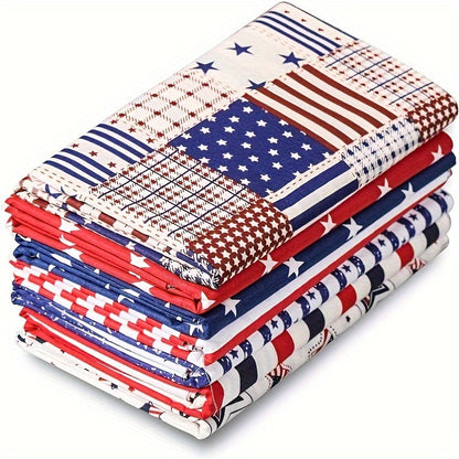 Patriotic Cotton Quilting Fabric Bundle 7pcs – Pre-Cut 19.6” Stars & Stripes Squares for Sewing, Patchwork Crafts & DIY 4th of July Decorations
