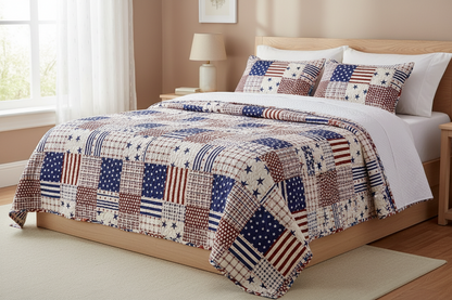 Patriotic Cotton Quilting Fabric Bundle 7pcs – Pre-Cut 19.6” Stars & Stripes Squares for Sewing, Patchwork Crafts & DIY 4th of July Decorations