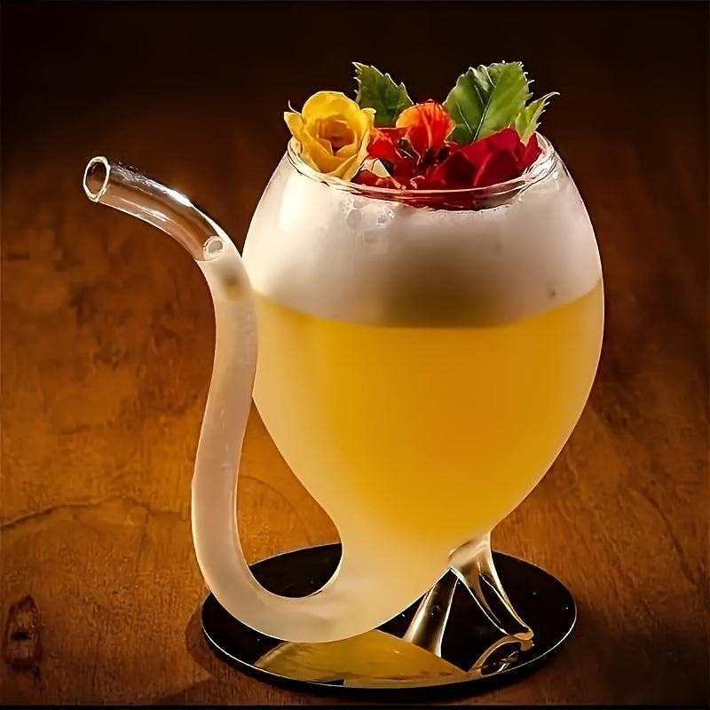 Creative Wine Glass with Straw – Built-In Straw Glass Cup for Wine, Juice, or Ice Cream – Unique Party Drinkware for Stylish Entertaining