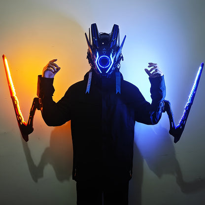 Cyberpunk LED Mantis Knife Set – Futuristic Costume Prop with Neon Edge Detailing for Cosplay, Parties, and Sci-Fi Action Looks
