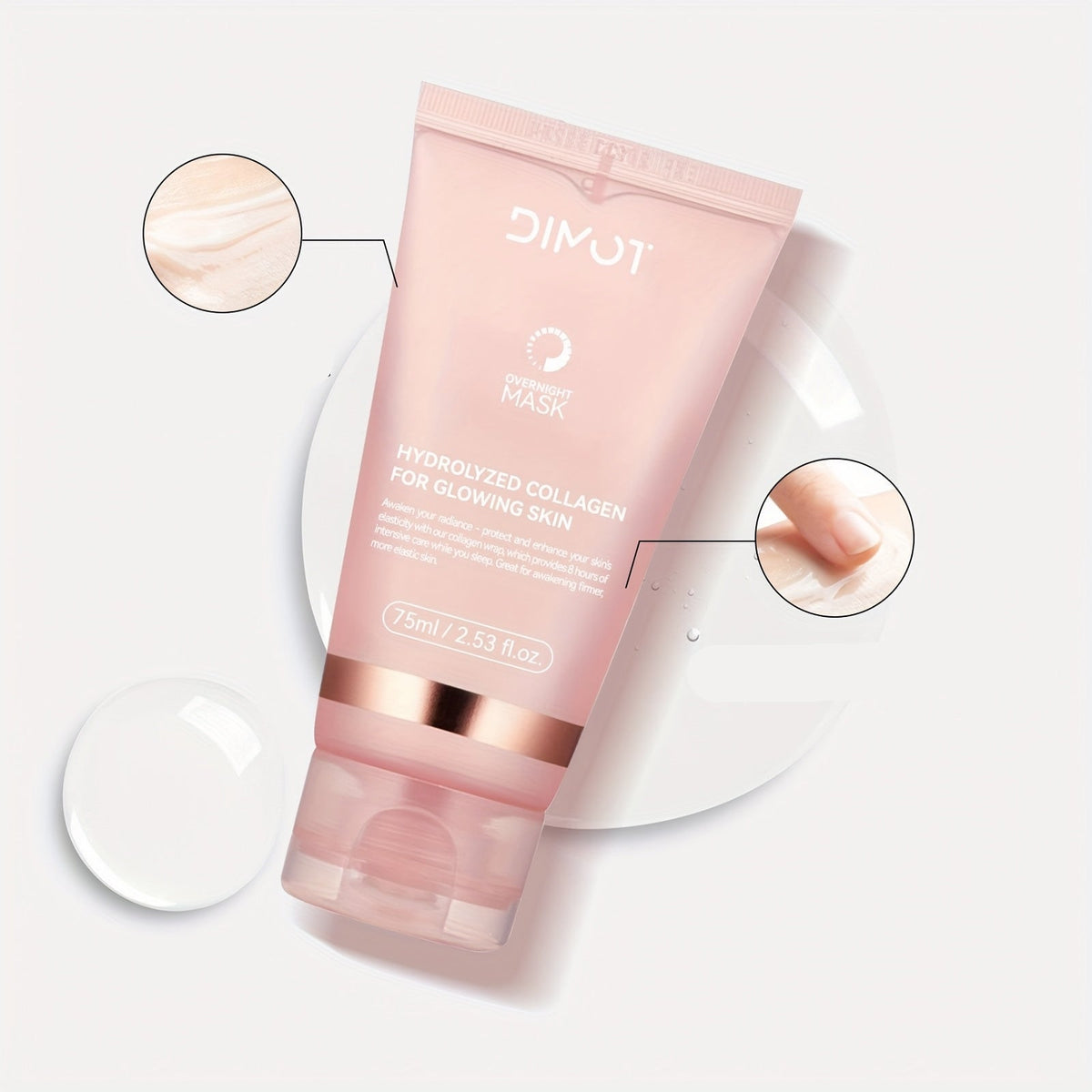 Collagen Night Mask – Alcohol-Free, Hydrating Plant Squalane Formula with Jelly Brush for Glowing Overnight Skin