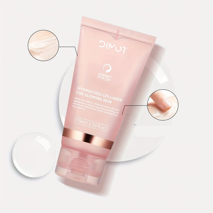 Collagen Night Mask – Alcohol-Free, Hydrating Plant Squalane Formula with Jelly Brush for Glowing Overnight Skin
