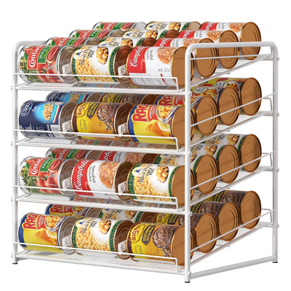 Adjustable Large Metal Can Rack Organizer – Multi-Tier Pantry Shelf for 84 Cans, Space-Saving Kitchen Cabinet Storage with Custom Dividers