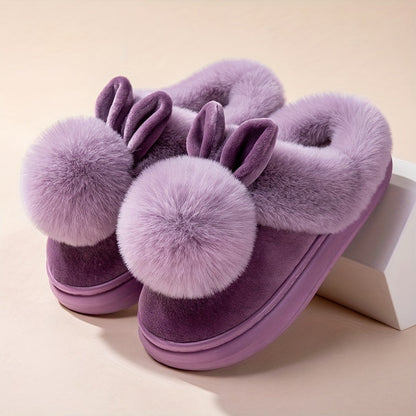 Warm Fur Rabbit Women’s Slippers – Furry, Ultra-Soft, Warm, Non-Slip Indoor Outdoor Slippers for Women in Total Comfort