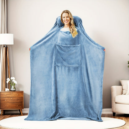 Portable Winter Car Blanket with Pillow – Soft Flannel Travel Throw for Sofa, Backseat, or Office Air Conditioning Warmth