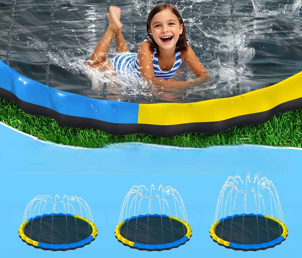 Heavy Duty Splash Pad with Sprinkler – Summer Outdoor Water Toy for Kids Ages 3-12 and Large Dogs