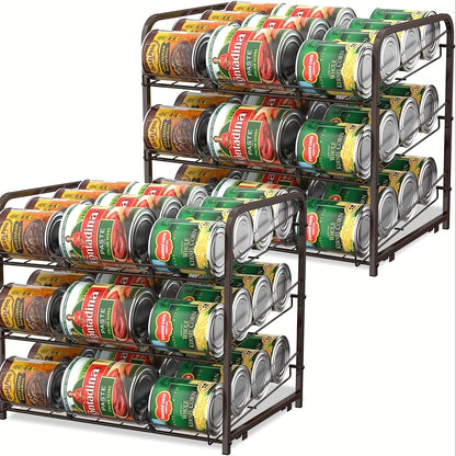 Adjustable Large Metal Can Rack Organizer – Multi-Tier Pantry Shelf for 84 Cans, Space-Saving Kitchen Cabinet Storage with Custom Dividers