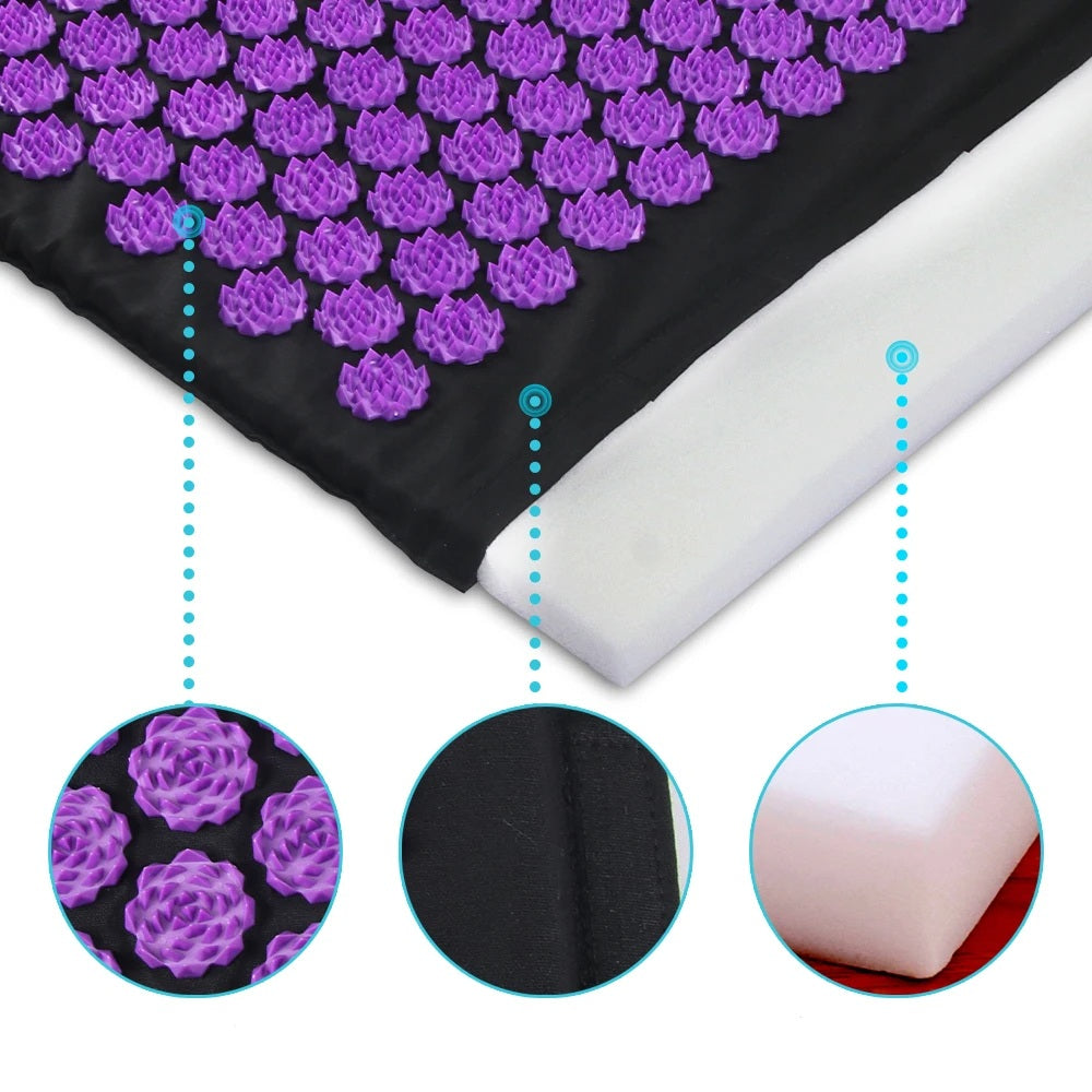 Acupressure Yoga Mat & Pillow Set – Kuznetsov’s Spike Applicator for Full-Body Massage, Stress Relief & Foot Reflex Therapy