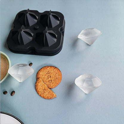 Diamond Ice Mold - 4 Hole Flexible Silicone Ice Mold Tray