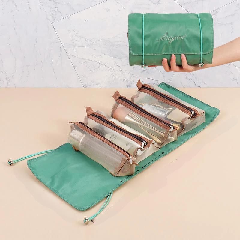 Detachable Makeup Bag Set – 4-in-1 Portable, Foldable Travel Cosmetic & Toiletry Organizer Pouch