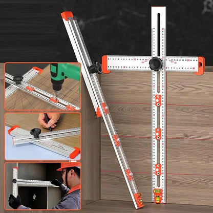 Drilling Positioning Ruler - 4 in 1 T- Square Ruler | High Precision Angle Drawing Marking Gauge Tools