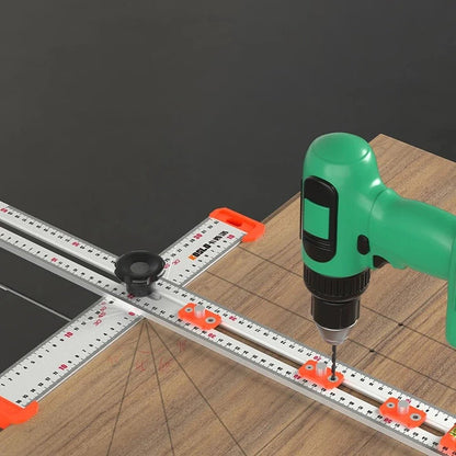 Drilling Positioning Ruler - 4 in 1 T- Square Ruler | High Precision Angle Drawing Marking Gauge Tools