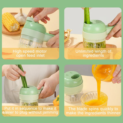 Hand-held Electric Kitchen Vegetable Cutter - 4 in 1  Cutter for Fruits and Vegetables