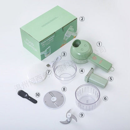 Hand-held Electric Kitchen Vegetable Cutter - 4 in 1  Cutter for Fruits and Vegetables