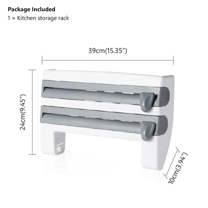 Plastic Wrap Dispenser - 4 In 1 Home Kitchen ABS Foil Film Wrap Tissue Paper Kitchen Roll Holder Dispenser