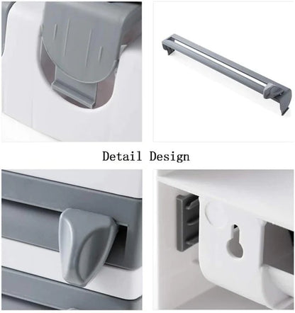 Plastic Wrap Dispenser - 4 In 1 Home Kitchen ABS Foil Film Wrap Tissue Paper Kitchen Roll Holder Dispenser