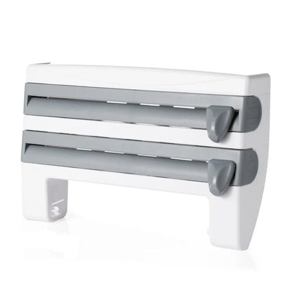 Plastic Wrap Dispenser - 4 In 1 Home Kitchen ABS Foil Film Wrap Tissue Paper Kitchen Roll Holder Dispenser