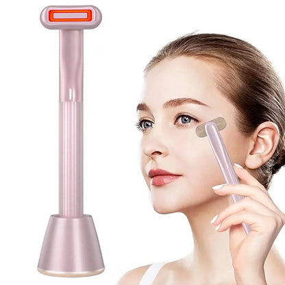 Skincare Wand - 4-in-1 Therapeutic Warmth Face Massager Tool with Red LED Light