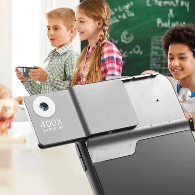 Phone Microscope with Light Case - 400X Microscope Lens Phone Cover Built-in Light Lenses Tip Scope
