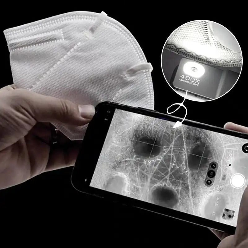 Phone Microscope with Light Case - 400X Microscope Lens Phone Cover Built-in Light Lenses Tip Scope