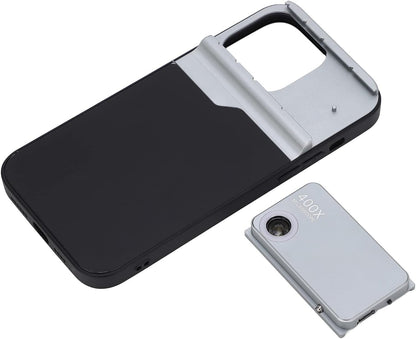 Phone Microscope with Light Case - 400X Microscope Lens Phone Cover Built-in Light Lenses Tip Scope