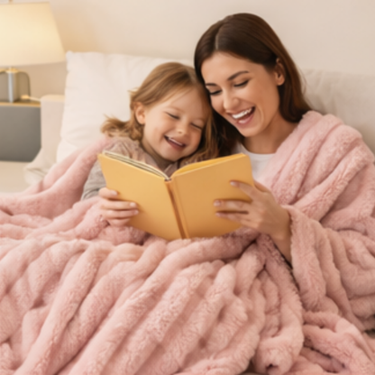 Ultra-Soft Faux Rabbit Fur Sherpa Throw Blanket – Double-Sided Weighted Microfiber Fleece Blanket for Bedroom and Living Room