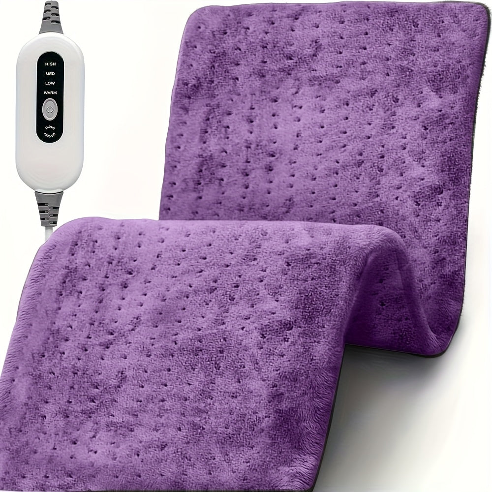 Soft Flannel Electric Heating Pad – 12”x24” Wrap with 4 Heat Settings, Auto Shut-Off, Fast Heating, Machine Washable for Full-Body Relief