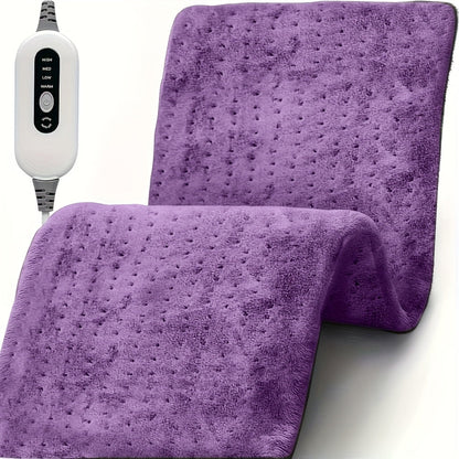 Soft Flannel Electric Heating Pad – 12”x24” Wrap with 4 Heat Settings, Auto Shut-Off, Fast Heating, Machine Washable for Full-Body Relief