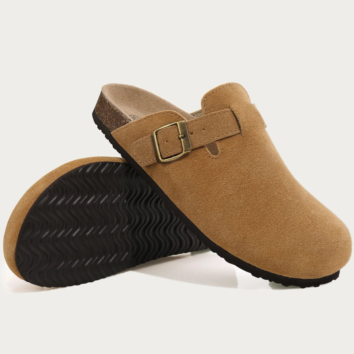 Comwarm Arch Support Suede Mules – Unisex Cork Sole Clogs for Home, Beach, Outdoor Comfort & Stylish Everyday Footwear